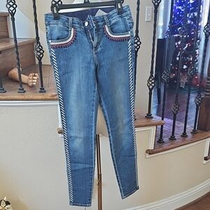 Stella McCartney Blue Skinny Jeans with Red Accents